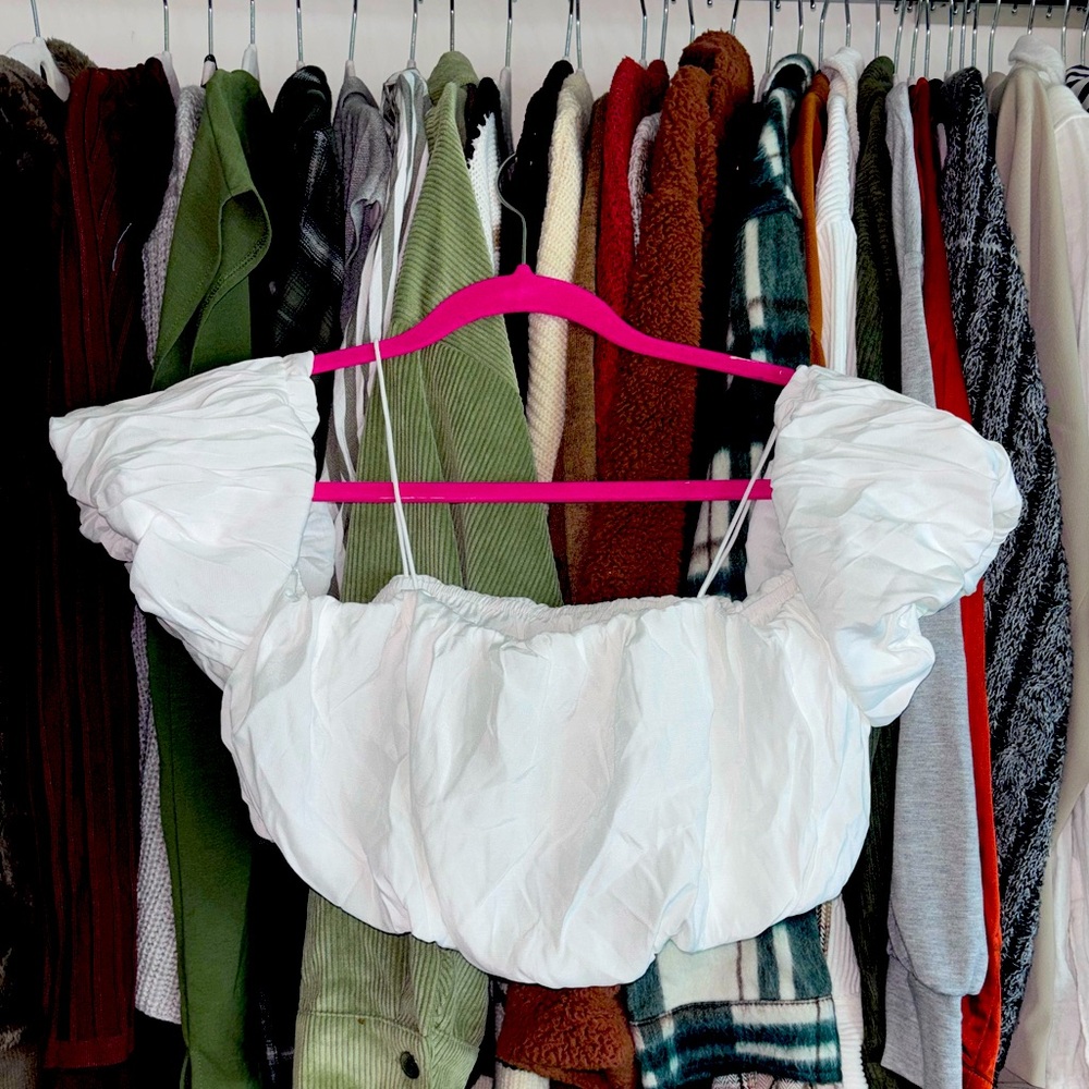 NEW! White Puff Sleeve Women's Top